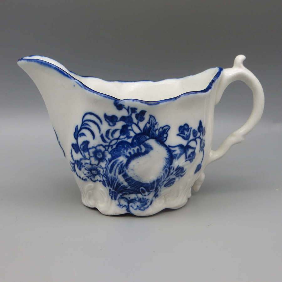 18th century Caughley porcelain low Chelsea-ewer cream boat